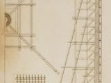 drawing of a scaffolding structure with a ladder and a gate