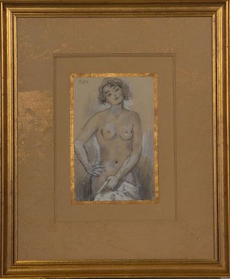 tableau représentant une femme nue, dans un cadre doré, accroché au mur