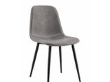 une chaise grise aux pieds noirs sur fond blanc