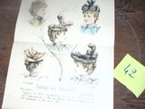 un bout de papier sur lequel est dessiné la chevelure d'une femme