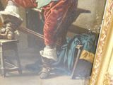 un tableau représentant un homme assis à un bureau devant un miroir