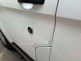 a close up of a door handle on a white car
