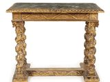 une image d'une table avec un plateau en marbre sur un fond blanc