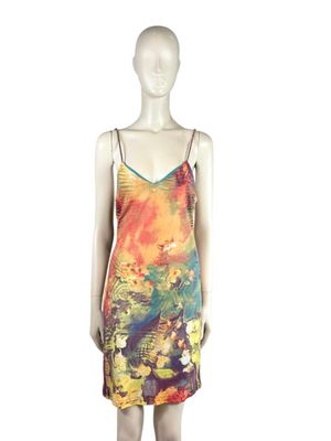 an image of a mannequin wearing a colorful dress on a mannequin