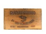 a wooden box with a sign on it that says chateau gurrad