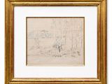 an image of a drawing of a horse in a wooded area