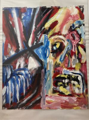 an image of a painting of a man ' s face and a painting of a woman ' s face