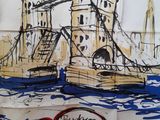 a picture of a drawing of a bridge on a piece of paper