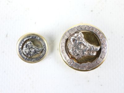 two buttons that have a picture of a horse on them