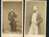 deux vieilles photos en noir et blanc d'un homme en costume-cravate