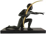 bronze statue of a man with a bow and arrow on a black base
