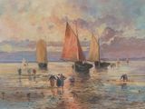 de nombreux bateaux qui naviguent au coucher du soleil