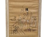 une image représentant le dessin d'un homme portant un haut-de-forme