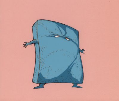 an illustration of a cartoon character holding a large piece of paper