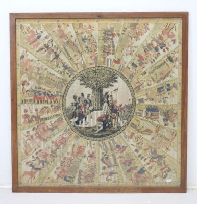 an old picture of a picture of people and animals in a circle