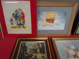 three framed pictures of a man and a woman on the wall