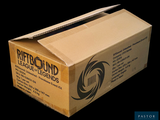 a cardboard box that is open on a black background