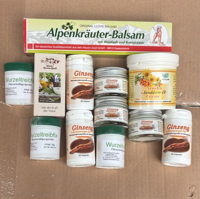 a box with a lot of different items on it