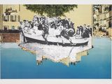 a picture of a group of people sitting on a boat in the water