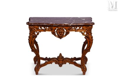 une image d'une table avec un plateau en marbre sur un fond blanc