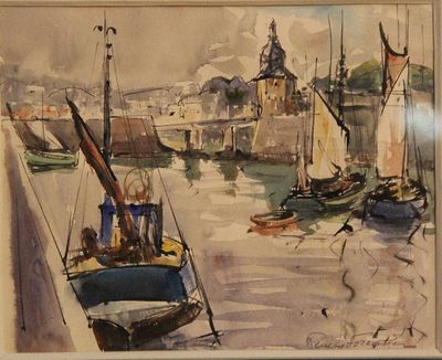 René LE FORESTIER (1903-1972) "Le Port", aquarelle sur papie…