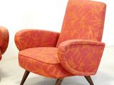 pair of mid century modern lounge chairs with orange upholstered upholstered upholstered upholstered upholstered upholstered upholstered uphol