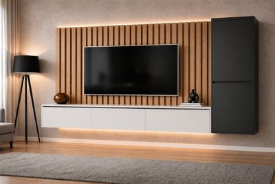 Ensemble meuble TV – Composition 3 caissons + colonne
