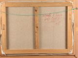an image of a painting of a window with a green string hanging from it