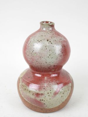 LA VENELLE (XXe). Vase double gourde en grès émaillé rouge s…