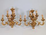 paire de candélabres anciens en laiton avec bougeoirs