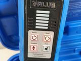a close up of a blue case with a walkie talkie in it