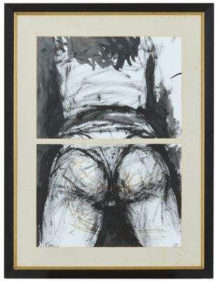 un dessin en noir et blanc représentant les fesses d'une femme