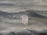 a painting of a person on a surfboard in the water