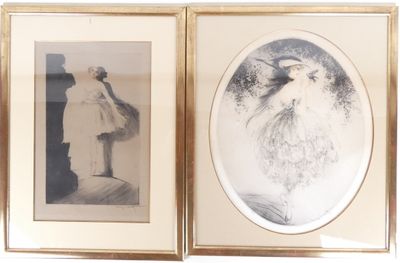 two framed pictures of a man and a woman