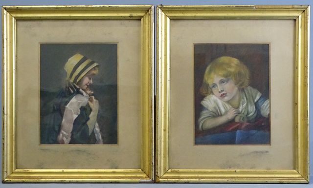 M. MARCHAND (fin 19ème - 20ème ). En pendant deux pastels « portr...