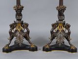 pair of antique bronze and black marble candlesticks