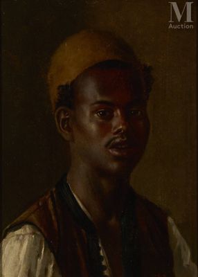 a painting of a man wearing a yellow hat and vest