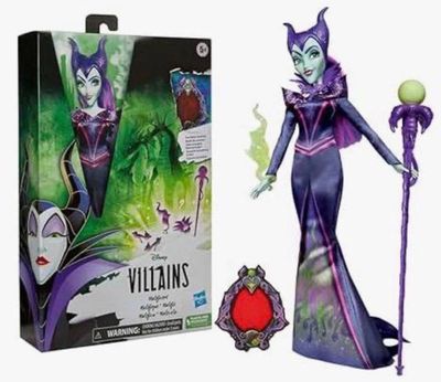 the evil queen figurine has a purple dress and purple hair