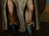 an old painting of a man with a sword and shield