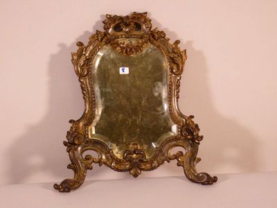 Miroir de table en régule argenté de style Louis XV avec gla… - Photo 1