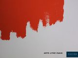 the cover of a book with red paint on it