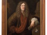 a painting of a man with long hair and a red scarf