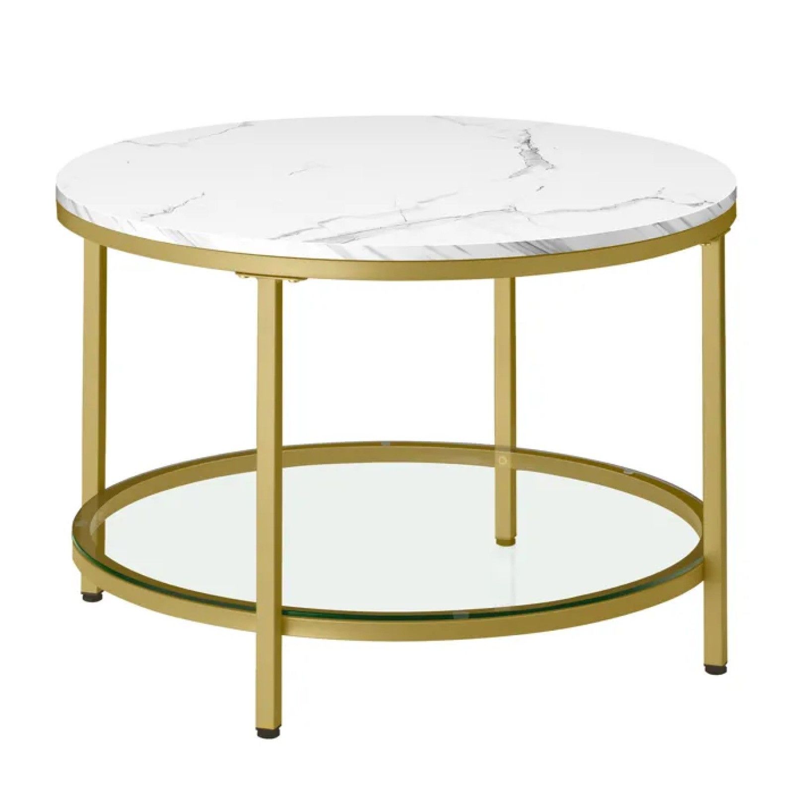 10798-857 / Table Basse - VASAGLE - Blanc Marbré et Doré Cla…
