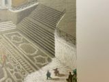 an image of a painting of people walking down a set of stairs