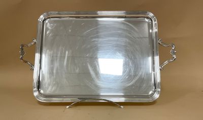 plateau de service plaqué argent avec poignées