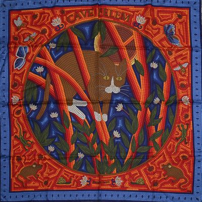 HERMES Paris Carré en twill de soie imprimé titré "Cave Fele… - Photo 1