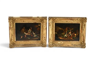 deux tableaux représentant un homme et une femme dans un bateau, et un homme dans un bateau