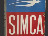 a sign that says simca stockiste with a bird on it