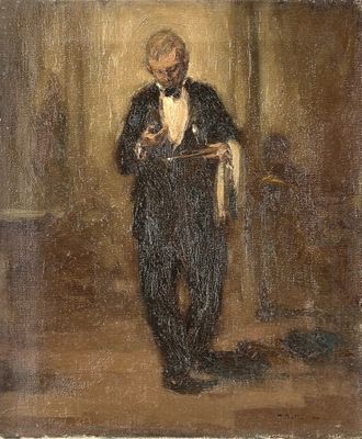 une image représentant un tableau d'un homme en smoking