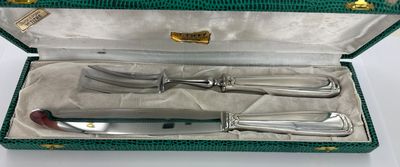 Couverts de service à gigot en métal argenté et inox - On y …